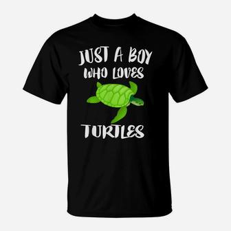 Just A Boy Who Loves Sea Turtles Ocean Animal Gift T-Shirt | Crazezy
