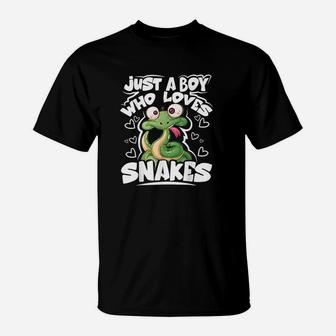 Just A Boy Who Loves Snakes Snake Lover Gift T-Shirt | Crazezy AU