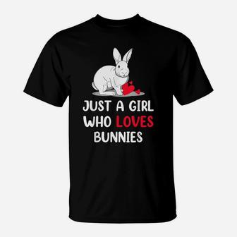Just A Girl Who Love Bunnies Cute Easter Day Girls T-Shirt | Crazezy DE