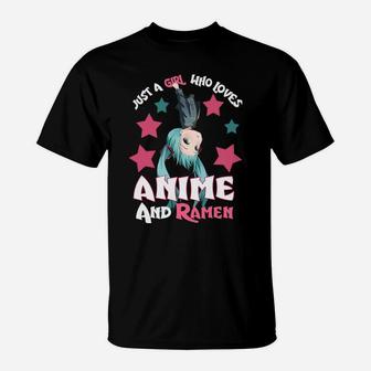 Just A Girl Who Loves Anime And Ramen Bowl Japanese Noodles T-Shirt | Crazezy UK