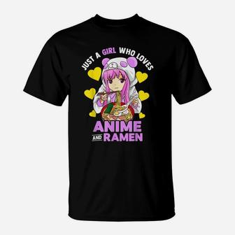 Just A Girl Who Loves Anime And Ramen Bowl Panda Teen Girls T-Shirt | Crazezy CA