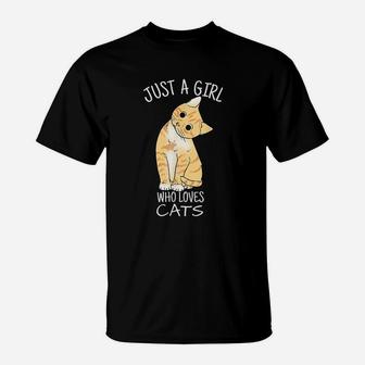 Just A Girl Who Loves Cats T-Shirt - Thegiftio