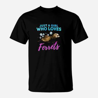 Just A Girl Who Loves Ferrets Watercolor T-Shirt | Crazezy CA