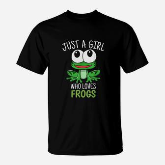 Just A Girl Who Loves Frog Cute Frog Girl T-Shirt - Thegiftio UK