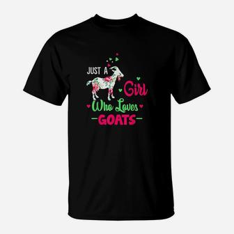 Just A Girl Who Loves Goats Farmer Women Goat Gift T-Shirt | Crazezy DE