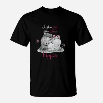 Just A Girl Who Loves Hippo T-Shirt | Crazezy