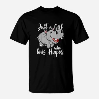 Just A Girl Who Loves Hippos Cute Baby Hippo T-Shirt | Crazezy