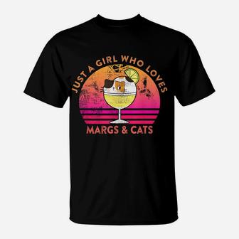 Just A Girl Who Loves Margs And Cats Margarita Cat Meme T-Shirt | Crazezy