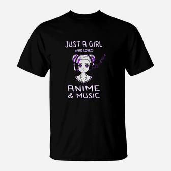 Just A Girl Who Loves Music Fun Gift For Teen Girls T-Shirt | Crazezy DE