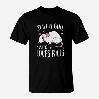 Just A Girl Who Loves Rats Funny Rat Girl T-Shirt - Thegiftio UK