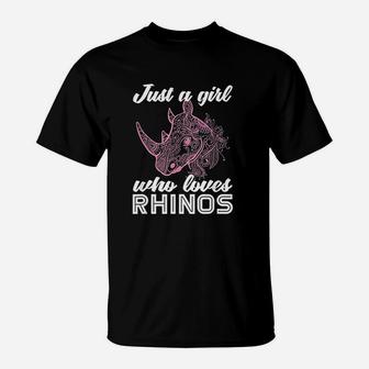 Just A Girl Who Loves Rhino T-Shirt | Crazezy