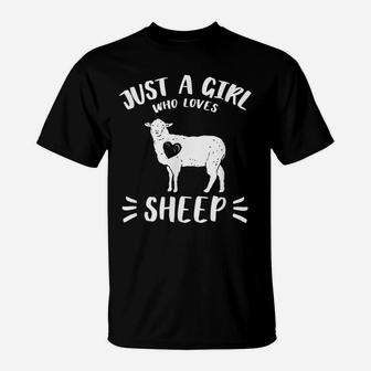 Just A Girl Who Loves Sheep Farm Animal Funny Gift Idea T-Shirt | Crazezy DE