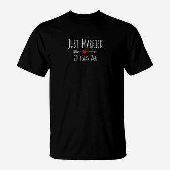 Just Married 20 Years Ago Anniversary Husband Wife Gift T-Shirt | Crazezy