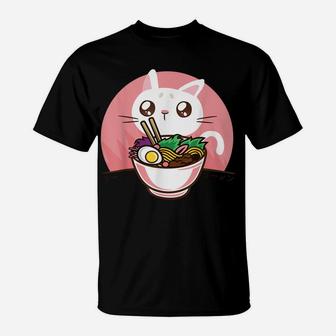 Kawaii Anime Cat Japanese Ramen Noodles Shirt Gift For Women T-Shirt | Crazezy