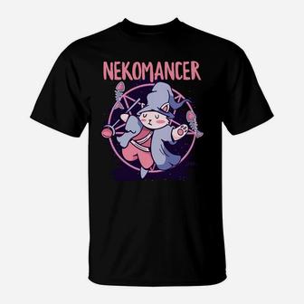 Kawaii Creepy Neko Wizard Nekomancer Funny Cute Cat Lovers T-Shirt | Crazezy DE