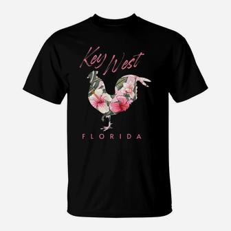 Key West Florida Chicken Lover Flower Hibiscus Souvenir T-Shirt | Crazezy