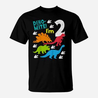 Kids 2 Year Old Dinosaur Birthday Party T Rex Cool Gift T-Shirt | Crazezy