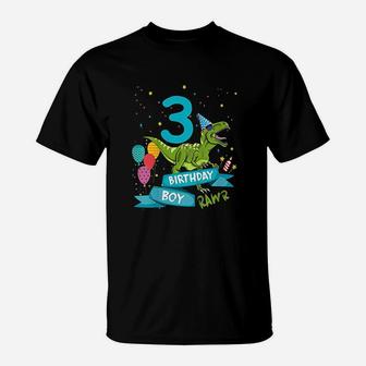 Kids 3Rd Birthday Boy Party Dinosaur T-Shirt | Crazezy UK