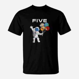 Kids 5 Year Old Outer Space Birthday Party 5Th Birthday T-Shirt | Crazezy CA