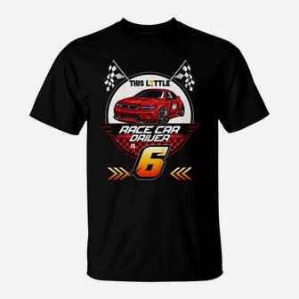 Kids 6 Year Old Race Car Birthday Tee 6Th Racing Party T-Shirt | Crazezy DE