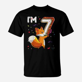 Kids 7 Year Old Fox 7Th Birthday Party Animal Fox Lover T-Shirt | Crazezy DE