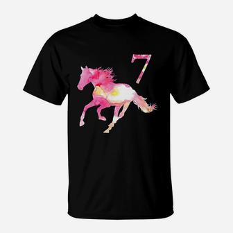 Kids 7Th Birthday Horse Gift For 7 Year Old Girls T-Shirt | Crazezy CA