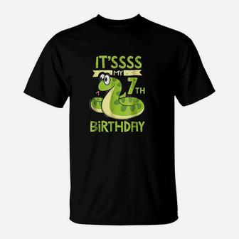 Kids 7Th Birthday Snake For 7 Yr Old Boys Girls T-Shirt | Crazezy UK