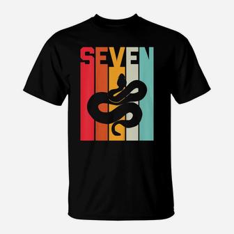 Kids 7Th Birthday Vintage Snake Lover Pet Reptile 7 Years Old T-Shirt | Crazezy AU