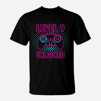 Kids 9 Year Old 9Th Video Gamer Gaming Birthday Party Boys Girls T-Shirt | Crazezy CA