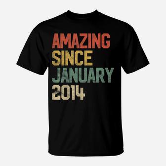 Kids Amazing Since January 2014 7Th Birthday Gift 7 Year Old T-Shirt | Crazezy UK