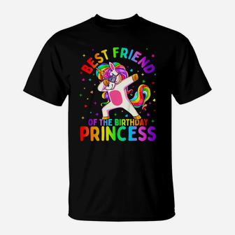 Kids Best Friend Of The Birthday Princess Girl Dabbing Unicorn T-Shirt | Crazezy