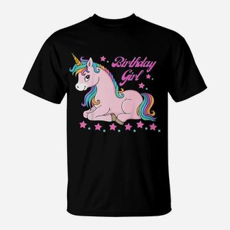 Kids Birthday Girl Unicorn Star Outfit T-Shirt | Crazezy CA