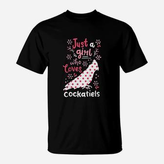 Kids Cockatiel Just A Girl Cockatiels Gift T-Shirt | Crazezy UK
