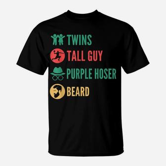 Kids Dude Tall Guy Beard Twins Purple Hoser Retro Vintage T-Shirt | Crazezy UK