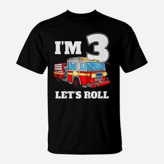 Kids Fire Truck 3Rd Birthday T Shirt Boy Toddler Firefighter Tee T-Shirt | Crazezy DE