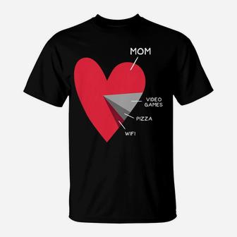 Kids Funny Heart Mom Video Games Pizza Wifi Valentines Day T-Shirt | Crazezy AU