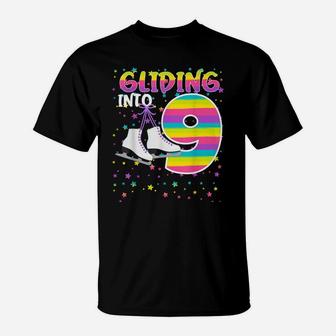 Kids Gliding Into 9 Years Let's Skate I'm 9 Ice Skate Party T-Shirt | Crazezy AU