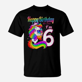 Kids Happy Birthday To Me I'm 6 Years Old Unicorn Party Theme T-Shirt | Crazezy UK