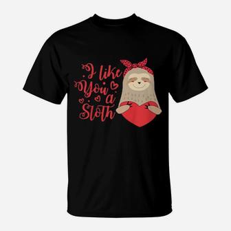 Kids I Like You A Sloth Valentine's Day For Girls Boys T-Shirt - Monsterry