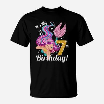 Kids It's My 7Th Birthday Mermaid Shirt 7 Year Old Girls Gift T-Shirt | Crazezy