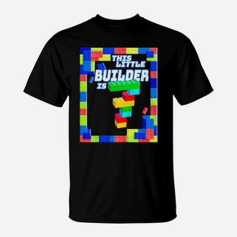 Kids Kids 7 Year Old Building Blocks Birthday Brick 7Th Gift T-Shirt | Crazezy DE