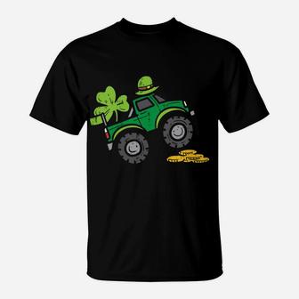 Kids Leprechaun Monster Truck Shamrock St Patrick Day Boys Gift T-Shirt | Crazezy UK
