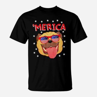 Kids Merica Pug 4Th Of July Women Boys Girls Dog T-Shirt - Monsterry