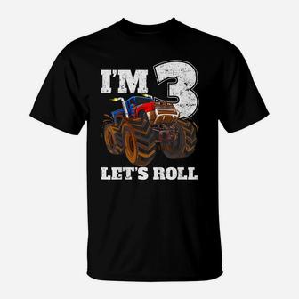 Kids Monster Truck 3Rd Birthday T Shirt Boy 3 Year Old Gift Tee T-Shirt | Crazezy