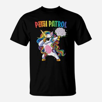 Kids Petal Patrol Shirt Flower Girl Wedding Dabbing Unicorn T-Shirt | Crazezy