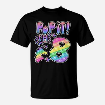 Kids Pop It 8Th Birthday Girls Boys 8 Years Old Fidget T-Shirt | Crazezy DE