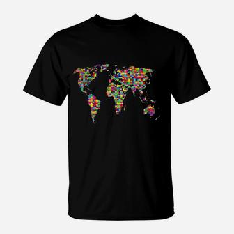 Kids Puzzle World Map Boys Girls Atlas Global T-Shirt | Crazezy