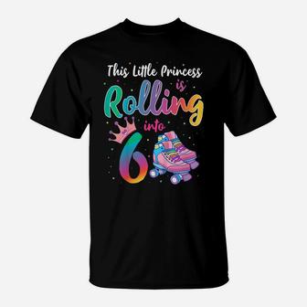 Kids Roller Skate Birthday Shirt 6 Year Old Princess Party Outfit T-Shirt | Crazezy CA