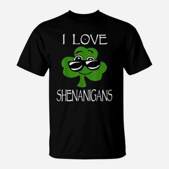 Kids Shenanigans St Patricks Day Boys Girls Shamrock Gift T-Shirt | Crazezy DE