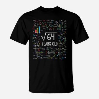 Kids Square Root Of 64 8Th Birthday 8 Year Old Gifts Math Bday T-Shirt | Crazezy CA